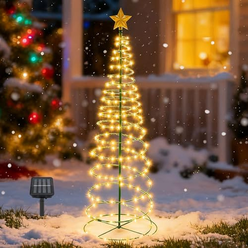 YeahBoom Weihnachtsbaum Beleuchtung Aussen Solar,Weihnachtsdeko Aussen Solar Wetterfest Tannenbaum,Weinachtsbeleuchtung LED Draußen,Draußen Led Weihnachten Deko,Weihnachtsbeleuchtung Außen