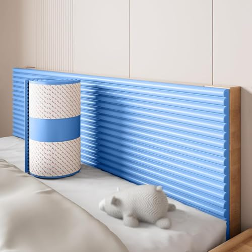 Panneaux muraux rembourrés 3D autocollants anti-collision pour chambres à coucher à décoller et coller sur la tête de lit, coussins décoratifs (bleu 30 x 200 cm)