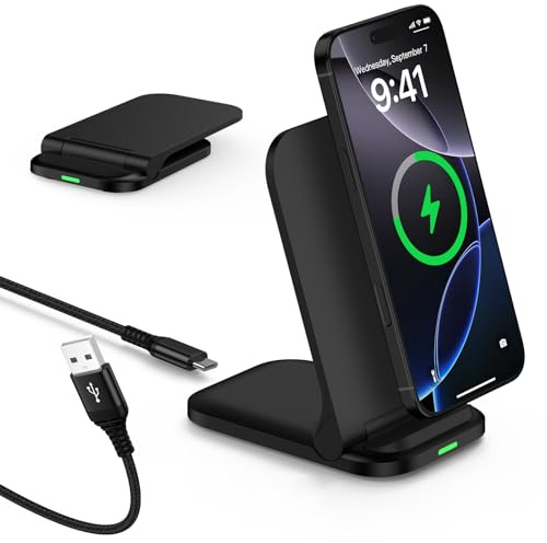 Induktive Ladestation Wireless Charger Stand Faltbar für Google Pixel 10/9 | 15W Schnelles Kabelloses Ladegerät Handy Induktion ladegerät für Samsung Galaxy S26 S25 S24 S23 Z Flip 7,iPhone 17 16 15 Pro