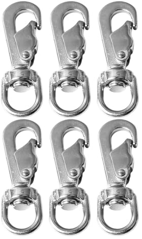 6Pcs Stainless Steel Flag Clips for Flagpole Rope, Rotating Eye Snap Hooks with 360° Swivel, Spring - Loaded Diving Clips for Dog Leashes Keychains Marine Use