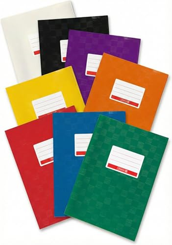 Brunnen Hefthüllen/Heftumschlag Heftschoner für A5, aus PP-Folie mit Strukturprägung, mit Namensschild) 8er Sparpack rot, blau, gelb, grün, orange, lila, weiß und schwarz
