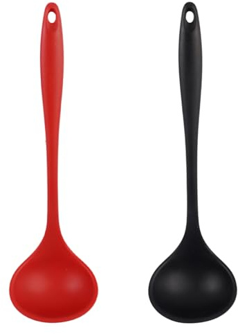 2 Pièces Louche à Soupe en Silicone, Grande Cuillère de Service Profonde | Long Manche Louche de Soupe Silicone, Résistance à Chaleur, avec Trou de Suspension, pour Tous Remuer, Cuisine