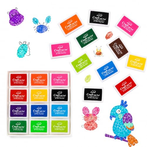 Wafuesh Stempelkissen Set 15 Farben, Ungiftig und Abwaschbar, Fingerabdruck Farbe 7,5 x 5,5 cm, Bastelzubehör für Papier, Stoff, Scrapbooking, DIY, Fingerstempelfarbe für Kreatives Gestalten