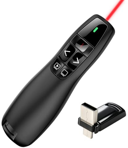PowerPoint - Puntero inalámbrico para presentaciones con mando a distancia USB C Plug and Play para Windows Mac