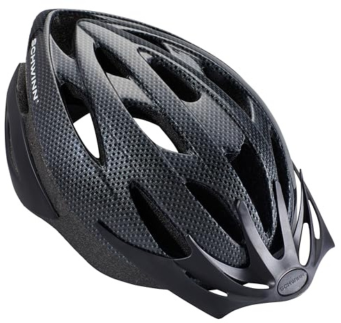 Schwinn Thrasher Helmet for Adults, Black, Size 58 - 62 cm, for Riders Ages 14+, Lightweight Microshell, Adjustable Dial and Straps, Interior Padding, 20 Air Vents, Removable Visor, Adult Bike Helmet