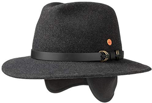 Mayser Georgia Outdoorhut Traveller Filzhut Ledergarnitur Ohrenklappen Herren Herbst Winter Made in EU anthrazit 59 cm