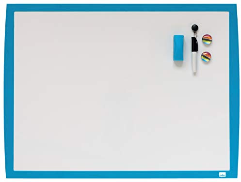 Nobo Kleines Magnetisches Whiteboard, Farbiger Rahmen, Wandmontage, Inklusive Passendem Zubehör, Zuhause/Büro, 585 x 430 mm, Blau, 2104176
