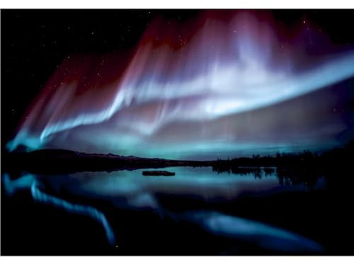 decomonkey Fototapete Polarlicht 400x280 cm Tapete Fototapeten Vlies Tapeten Vliestapete Wandtapete moderne Wand Schlafzimmer Wohnzimmer Nordlicht Landschaft Nacht Island