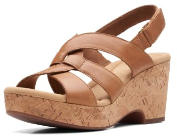 Clarks womens Giselle Beach Wedge Sandal, Tan Leather, 7.5 US