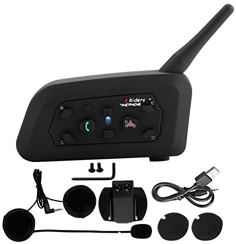 VNETPHONE V6-1200 Bluetooth Motorcycle Interphone 1200M Full-duplex Intercom Wireless Headset for 6 Riders Motorbike Bluetooth Headset