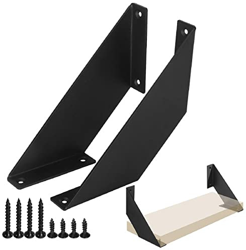 ChasBete Regalwinkel Schwarz, Regalhalterung Schwerlast, 2er Set, 20cm | Regal Halterungen, metall, Winkel Regal, hält 50 kg, rostfrei, für Wandregale in Küche, Schlafzimmer, Wohnzimmer