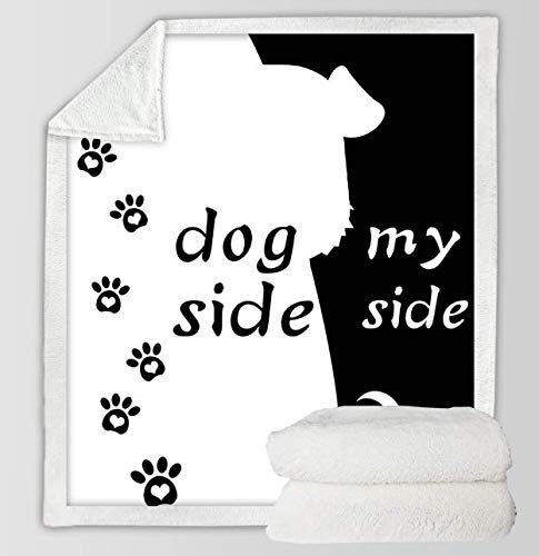 VYEKL Cartoon Microfaser Bettdecke Black Throw Blanket Für Kinder Dog Side Und My Side Heimtextilien Pet Footprint 150X200Cm