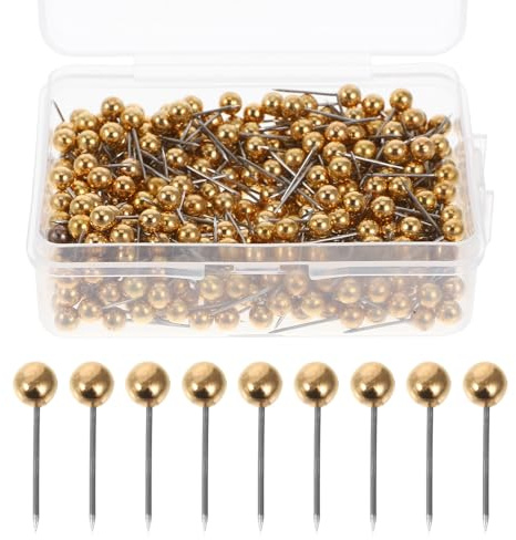Healifty 400 Alfileres De Cabeza Redonda Dorados para Mapas Chinchetas De Plástico para Tableros De Corcho Oficina Escuela Y Hogar