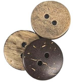 Coconut Buttons - 2 holes / 9 sizes - REVERSIBLE (8, 10, 12, 15, 18, 20, 27, 35 and 38 mm) - Manufactured in EUROPE (15 mm)
