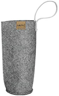 Carry Sleeve Schutzhülle für Glasflasche 1,0l | Hergestellt aus reycelten PET-Flaschen | Waschbar | Mit praktischer Trageschlaufe | Handgenäht in Deutschland | Vegan (Grau)