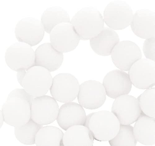 Sadingo Acrylperlen Matt Weiß | 6 mm - 600 Stück, Matte Kunststoffperlen mit Loch, Perlen zum Auffädeln, Acryl-Perlen für DIY-Schmuck, Bastelperlen aus Kunststoff zum Kleben, Armbänder selber Machen