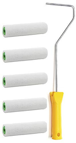 Set di 5 rulli di ricambio Magic velluto, 10 cm + archetto per rullo