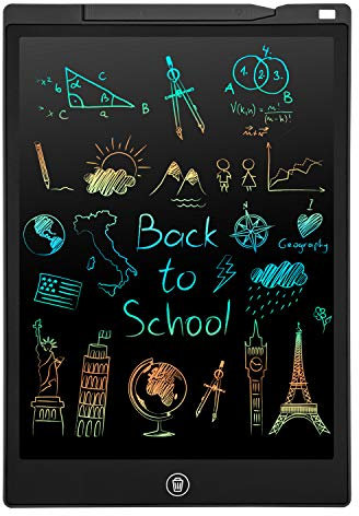 PINKCAT LCD Writing Tablet, 12 inch Magnetic Doodle Scribbler Pad Colorful Screen Drawing Board Learning Educational Toys - Gift for Kids 3-6 Years Old Girl Boy (Black)