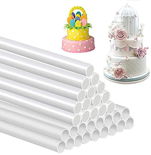 28-Piece Plastic Cake Support Set, 0.4 Inch White Round Dowels, 9.5 Long for Tiered Cake Construction