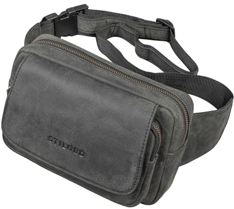 STILORD Boston Gürteltasche Leder Vintage Bauchtasche Männer Frauen Hüfttasche für Kamera Jogging Reise Festival Sport Doggy Bag Echtleder Farbe:matt - Dunkelbraun