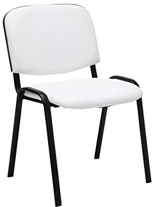 TPFLiving Besucherstuhl Keen Konferenzstuhl mit Hochwertiger Polsterung und Kunstlederbezug I Stapelstuhl mit Robustem Metallgestell und Gepolsterter Rückenlehne/Sitzfläche, Farbe: Weiß