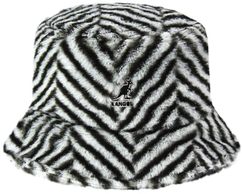 Kangol Faux Fur Bucket Herringbone Fischerhut Stoffhut Damenhut Anglerhut Damen/Herren - mit Futter Winter Herbst-Winter