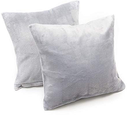 MALIKA Set 2er Kissenbezug Cashmer Touch Fleece Kissenhlle Sofakissen Kopfkissenbezug Kissenbezug Couchkissen, Gre:50 x 50 cm, Designe:Silber