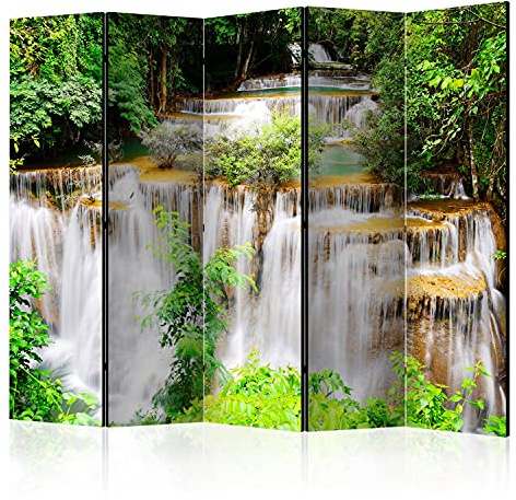 murando - Paravent Raumteiler Wasserfall, 225x172 cm, 5-teilig, Wohnzimmer | Mobiler Sichtschutz, sofort einsatzbereit, Holzrahmen, ideal fürs Wohnzimmer oder Büro, geruchsneutral, lichtbeständig