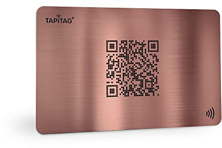 TAPiTAG Metall-Digitalvisitenkarte (Roségold) – NFC-Smart-Visitenkarte mit QR-Code, ohne Abo, Kontaktfreigabe per Tap, kompatibel mit iPhone & Android