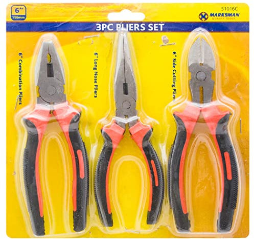 3Pc Heavy Duty 6 Combination Long Nose Side Cutter Cutting Pliers Set - 150Mm Inch Pack of 3 | Pliers, Nose Plier, Cutting Pliers Tool Set Wire Cutters, Multi Purpose