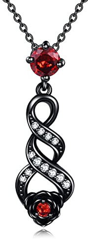 URONE Schwarze Rose Halskette Sterling-Silber Infinite-Anhänger Schmuck Weihnachtsgeschenke für Frauen