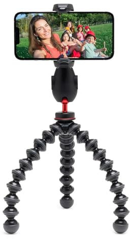 JOBY GripTight PRO 3 GorillaPod, Handy-Klemme Kompatibel mit iPhone und Android, Inklusive GorillaPod 1K, Flexible Beine, Smartphone-Klemme mit 2 Zubehörschuhen, 360° Drehbar, Schwarz