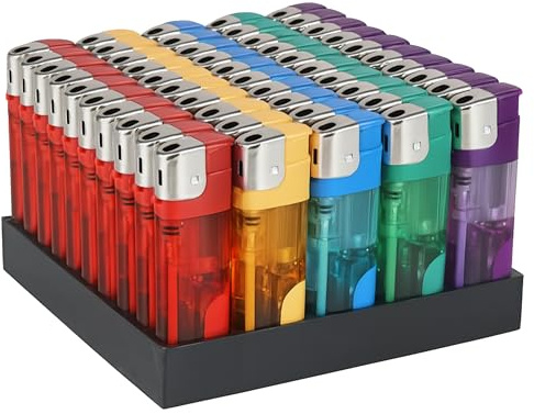 UR CHOICE Multicolour Electronic Child Safe Lighters - With Adjustable Flame - Transparent Body, Long-lasting - Pocket-friendly Electronic Lighters (25)