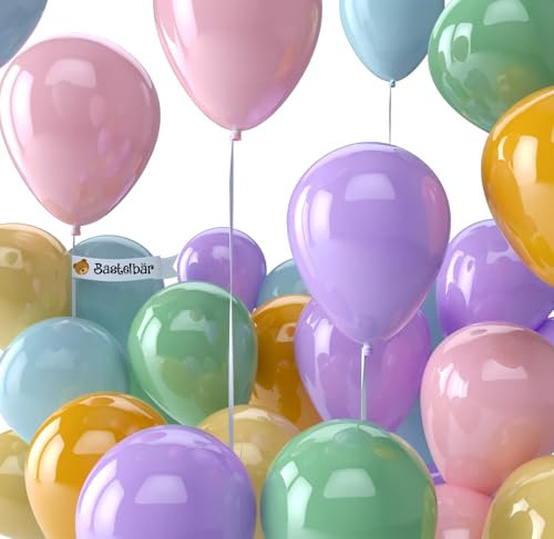 Palloncini Compleanno Color Pastello • 50 Pezzi • Prodotto in Europa • Biologici di Alta Qualità • 100% Lattice Naturale • Ø34 cm • Clima Neutro • Elio