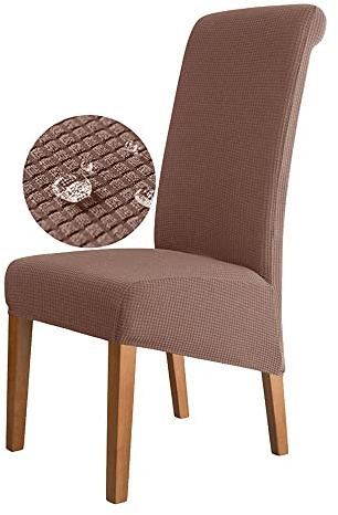 Odot Wasserdicht XL Stuhlhussen Esstisch, Stretch Stuhlhussen Hussen Abnehmbarer Waschbarer Stuhlbezug Sesselbezug für Hotel,Bankett,Restaurant,Haus (6er Set,braun)