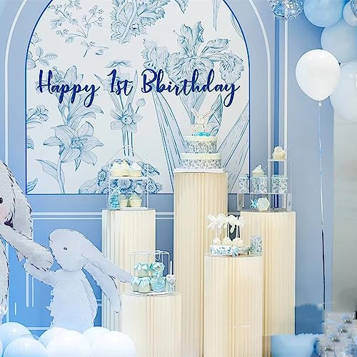 AHUAWA Cylinder Stands for Party 5Pcs Round Pedestal Stand Foldable Cardboard Columns Cylinder Tables for Parties Baby Shower Birthday Wedding Pillars Display Decoration