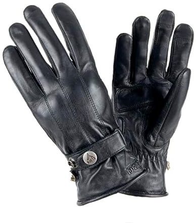 BY CITY | Guantes de Invierno para Moto Elegant Lady | Guantes de Piel | Protecciones en Nudillos | Zonas Acolchadas | Refuerzo Antiabrasión en la Palma | Membrana Impermeable (M, Black)
