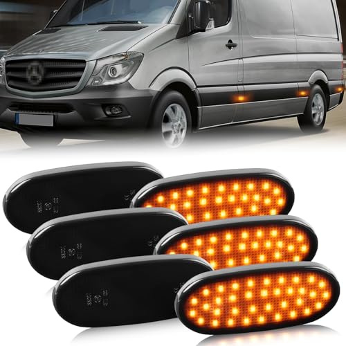 OZ-LAMPE LED Seitenmarkierungsleuchte für Mercedes Benz Sprinter W906 | Blinker Seitenblinker für VW 2E 2F mit Canbus Fehlerfrei, Schwarz, 6 Stücke