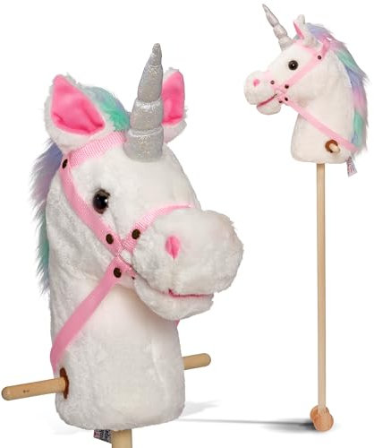 Pink Papaya Steckenpferd, Rainbow, süßes Spielzeug Pferd aus Stoff mit Sound Funktion: Gewieher und Galoppgeräusch