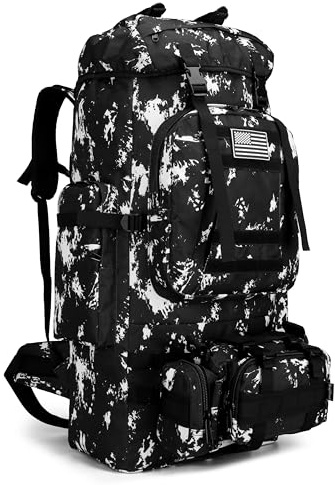 King'sGuard 100L Camping Wandern Rucksack Molle Militär Tagesrucksack, Schwarze Beleuchtung, Large