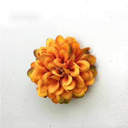 WSFSDAN Künstliche Dahlien-Blüten, Chrysanthemen, künstliche Blumen für Hochzeit, Weihnachtsdekoration, DIY-Kranz, Heimdekoration, Orange, 10 Stück