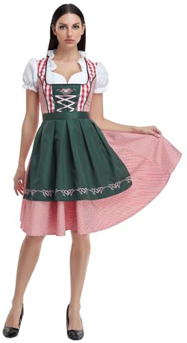 Suffolly Dirndl Femme Oktoberfest Avec Tablier, Costume Bavarois, Déguisement Pour Halloween Carnaval (M)