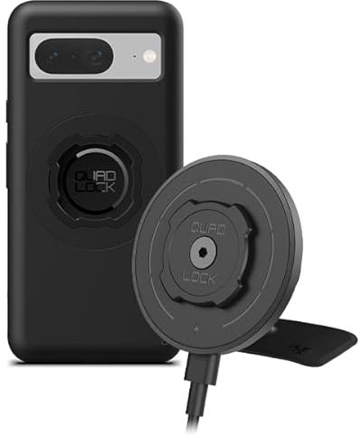 Quad Lock Adhesive Dashboard/Console Car Phone Holder Kit with MAG Wireless Charging Head V2 and MAG Phone Case for Google Pixel 8