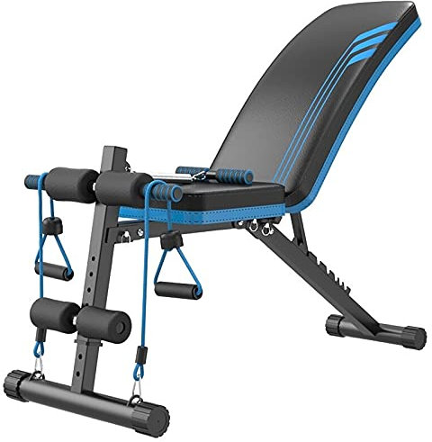 Hantelbank, verstellbare Klappbank, Krafttrainings-Workout-Bankdrücker für Gewichtheben mit Drachenflagge, automatische Verriegelung, flache Schrägbank für das Heim-Fitnessstudio mit Widerstandsb