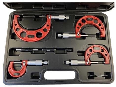 DAISHUJIE Außendurchmesser-Mikrometer Industriewerkzeuge 0-4 Zoll 0,0001 Zoll Präzisions-Außenmikrometer mit Hartmetallspitzen 4-teiliges Set 0-1-2-3“-4(3-4in)