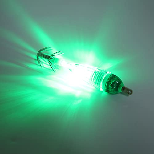 Luce con esca da pesca, 85x18mm Luce con esca a LED per pesca Calamari Luce verde Esca Lampada subacquea Gancio per trappola per pesca in mare che attira la luce