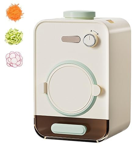 OFNHJK Multifunctional Cheese Grater, Electric Vegetable Choppers, 50W Vegetable Cutter With 5 Blades,10cm Large Diameter, Auto Chopper Vegetable Cutter for Onion,Carrot, Potato