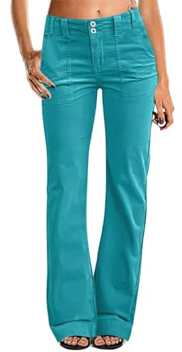 Pantalones de pana para mujer, cintura alta, pierna ancha, pantalones deportivos largos de algodón, pantalones de chándal largos de algodón, pantalones de entrenamiento, pantalones de correr, cómodos,