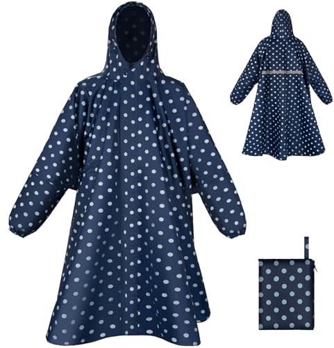 LUROON Poncho de Lluvia Impermeable Hombre Mujer, Chubasqueros Impermeable con Capucha y Mangas Ligero Secado Rápido Poncho Lluvia Plegable Capa Lluvia para Viajes, Ciclismo,Trekking