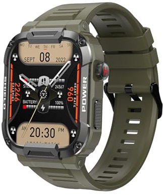 RORIOS Montre Mode Hommes Montres de Mode Carrée Vert Armée